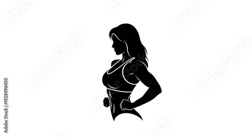 Silhouette of Confident Female Athlete with Stopwatch
