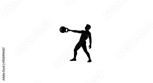 Silhouette of Person Lifting Dumbbell Against White Background