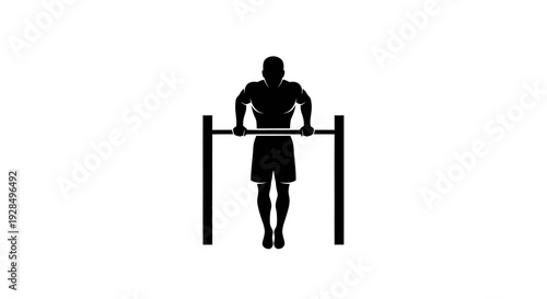 Athlete Performing Vertical Bar Exercise in Silhouette