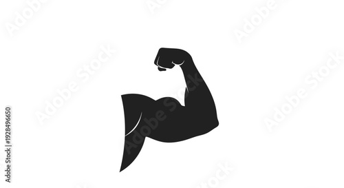 Strong Arm Muscular Bicep Flex Pose in Black Silhouette