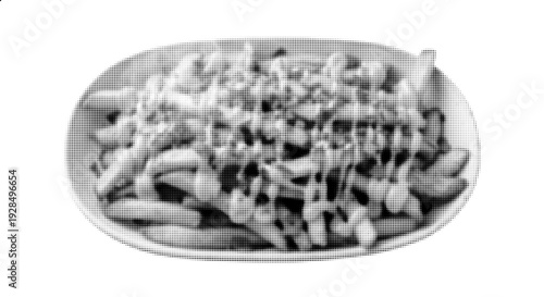 Halftone Saucy French Fries Vector Illustration in Retro Dotted Pop Art Style