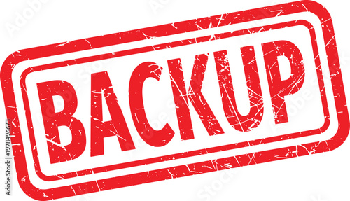 BACKUP red rubber stamp text