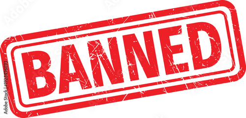 BANNED red rubber stamp text