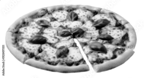 Halftone Pizza Vector Illustration in Retro Dotted Pop Art Style