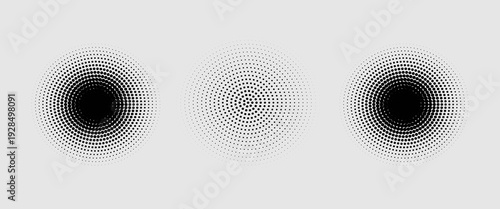 Black concentric circle set. Sonar or sound wave ring collection. Dotted and linear epicentre, target, radar icon concept. Ripple radial signal or vibration elements. Vector line and halftone symbols.