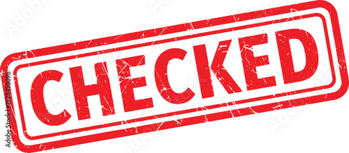 CHECKED red rubber stamp text