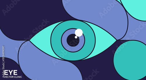Abstract Geometric Eye Design Showcasing Vision and Optical Clarity in Graphic Form