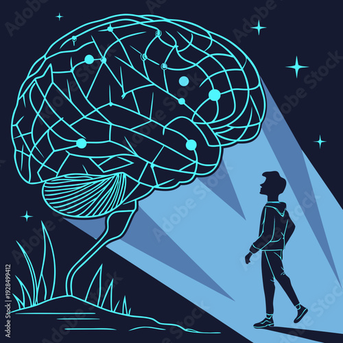 Artificial Intelligence Brain with Data Flow