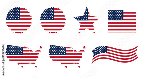 american flag collection, patriotic symbols, usa design elements