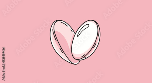 Abstract Heart Shape Illustration on Pastel Pink Background Artistic And Minimal Design