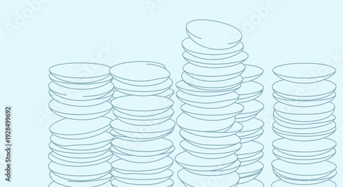 Abstract Illustration of Stacked Plates Suggesting Growth and Accumulation of Resources