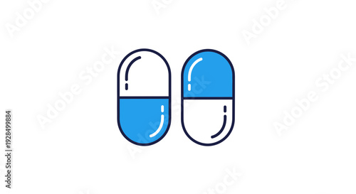 Abstract Medicine Illustration: Two Blue Capsules Representing Healthcare and Wellness