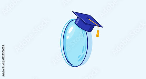 Academic Achievement Represented By a Blue Graduation Cap atop an Abstract Shape