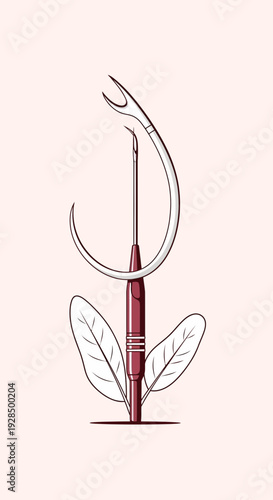 Abstract Surgical Instrumentation Depicted as Floral Composition on Soft Pink Background