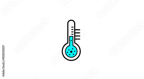 Abstract Thermometer Icon Depicting Measurement and Temperature against a White Background