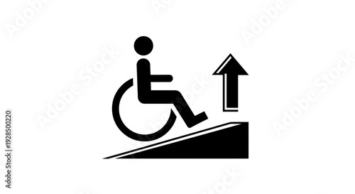 Accessibility Icon Representing Inclusive Design with Wheelchair Ramp and Directional Arrow
