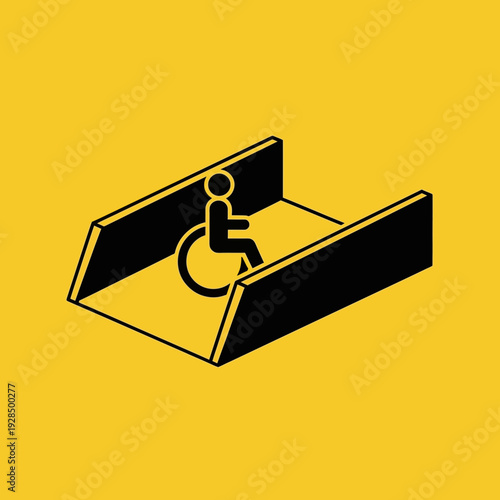 Accessibility Ramp Icon: Illustrated Symbol of Inclusivity on Vibrant Yellow Background