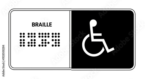 Accessibility Sign Featuring Braille and Wheelchair Symbol For Inclusive Design Usage