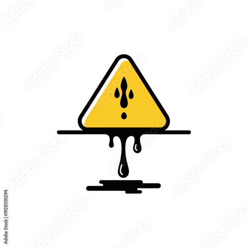 Abstract Warning Symbol Depicting Liquid Spillage and Hazard on a Clean White Background