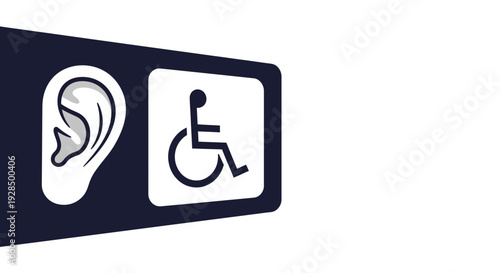Accessibility Symbols Representing Disabilities on Dark Blue with White Backgrounds