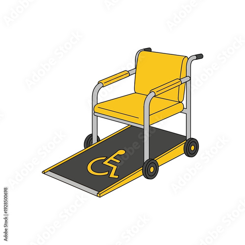 Accessible Design: A Modern Illustration of Wheelchair and Ramp for Inclusive Mobility Solutions