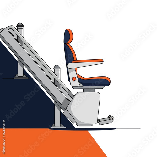 Accessible Chairlift Illustration Against Contrasting Color Field Providing Mobility Solutions