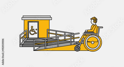 Accessible Entrance Design Featuring Wheelchair Ramp and Symbol for Inclusive Access