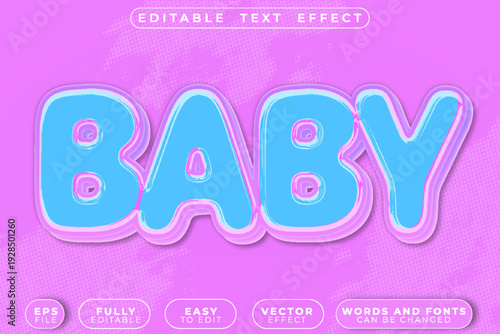 Baby Infant Newborn Toddler Cute Nursery Vector Fully Editable Smart Object Text Effect