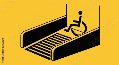 Accessible Ramp Symbol In Yellow And Black Promoting Inclusivity And Mobility