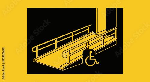 Accessible Ramp Symbol In Yellow And Black Promoting Inclusivity And Accessibility