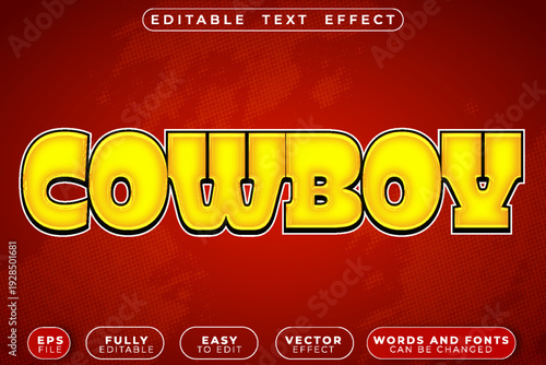 Cowboy Western Horse Ranch Hat Boots Vector Fully Editable Smart Object Text Effect
