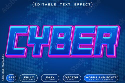 Cyber Technology Digital Futuristic Network Vector Fully Editable Smart Object Text Effect