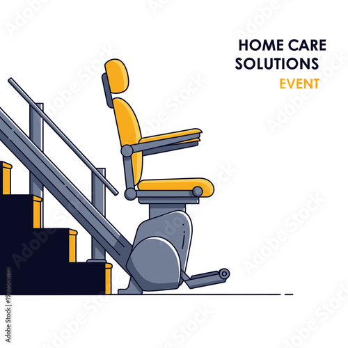 Accessible Stairlift Illustration Depicting Home Care Solutions For Enhanced Mobility and