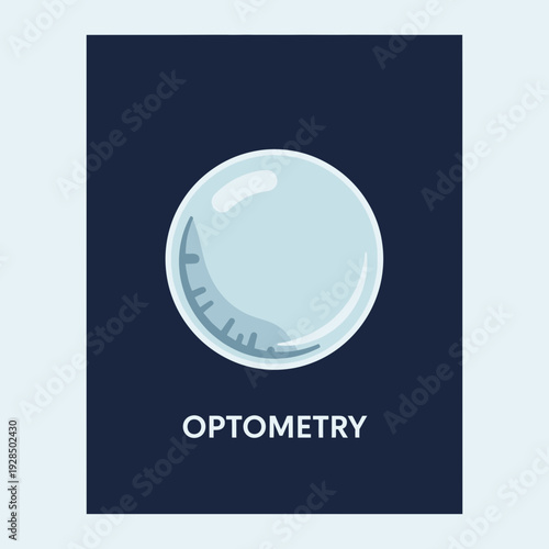 Aesthetic Optometry Illustration Featuring a Luminous Eyeball, Design on a Dark Background