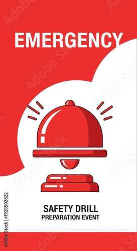 Alerting Red Emergency Bell Symbolizing Safety Drill, Event Preparation, and Immediate Action Needed