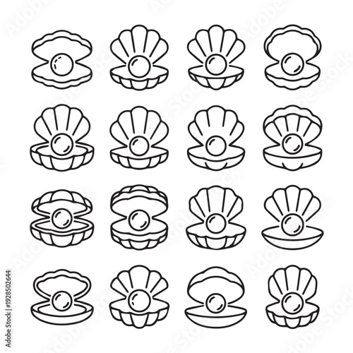 Pearl Oyster Clipart Collection Seashell Icons Ocean Treasures Marine Life