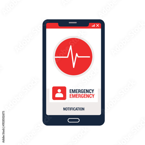 Alerting System: Smartphone Displays Urgent Emergency Notification on a White Background