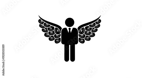 Abstract Illustration of a Person with Angel Wings and Business Suit