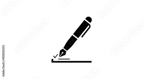 Black Pen Writing on Paper with Checkmark and Line