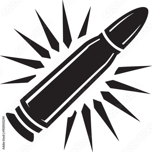 Powerful bullet illustration ready for impact, symbolizing strength, speed, and targeted precision