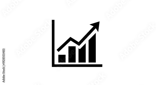 Black and White Graph Chart Showing Growth and Progress