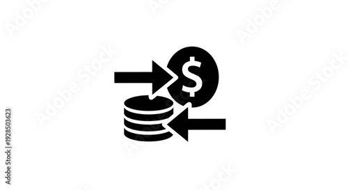 Financial Transaction Icon with Coins and Dollar Sign