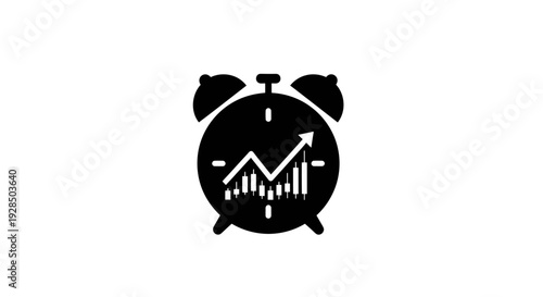 Alarm Clock with Growth Chart and Upward Arrow