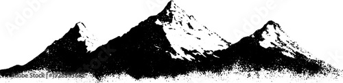 Alpine ridge skyline in high contrast stencil art for mountain design
