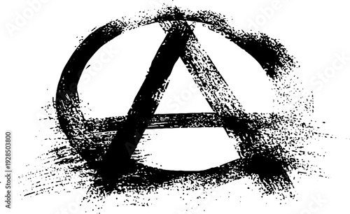 Grunge anarchy symbol in high contrast stencil style for urban art design
