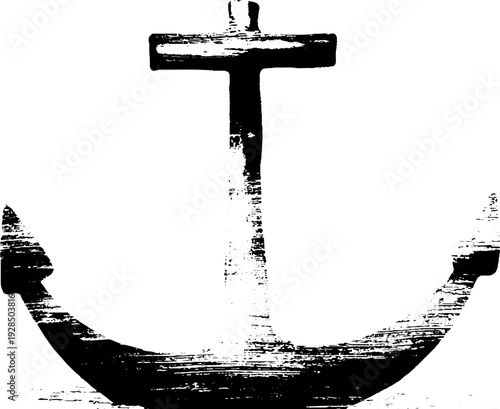 High contrast abstract anchor fluke in stencil style - nautical design for art and decor