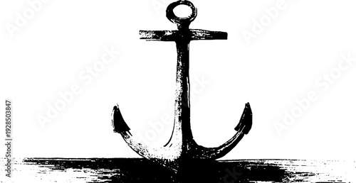 Nautical anchor fluke in high contrast stencil style for marine design concepts