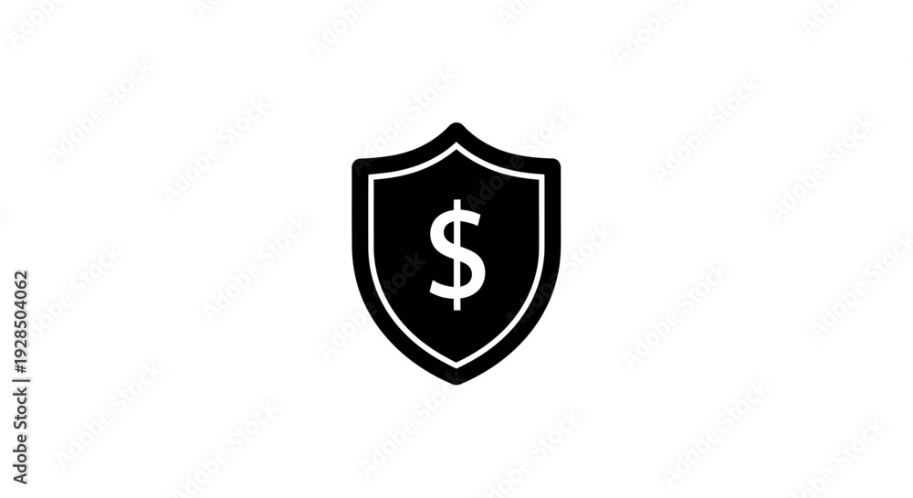 Fototapeta premium Protective shield icon with dollar symbol, security concept