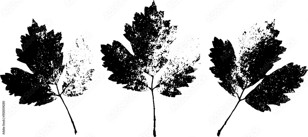 Fototapeta premium Autumn park falling leaves in high contrast stencil style for seasonal decor or design