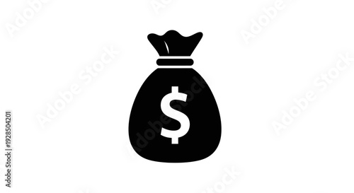 Simple Black Bag with Dollar Sign Icon for Financial and Business Themes